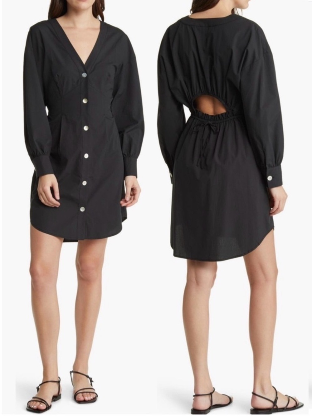 RAILS Jaclyn Button-down Cutout Back Eco Friendly Long Sleeve Shirt Mini Dress